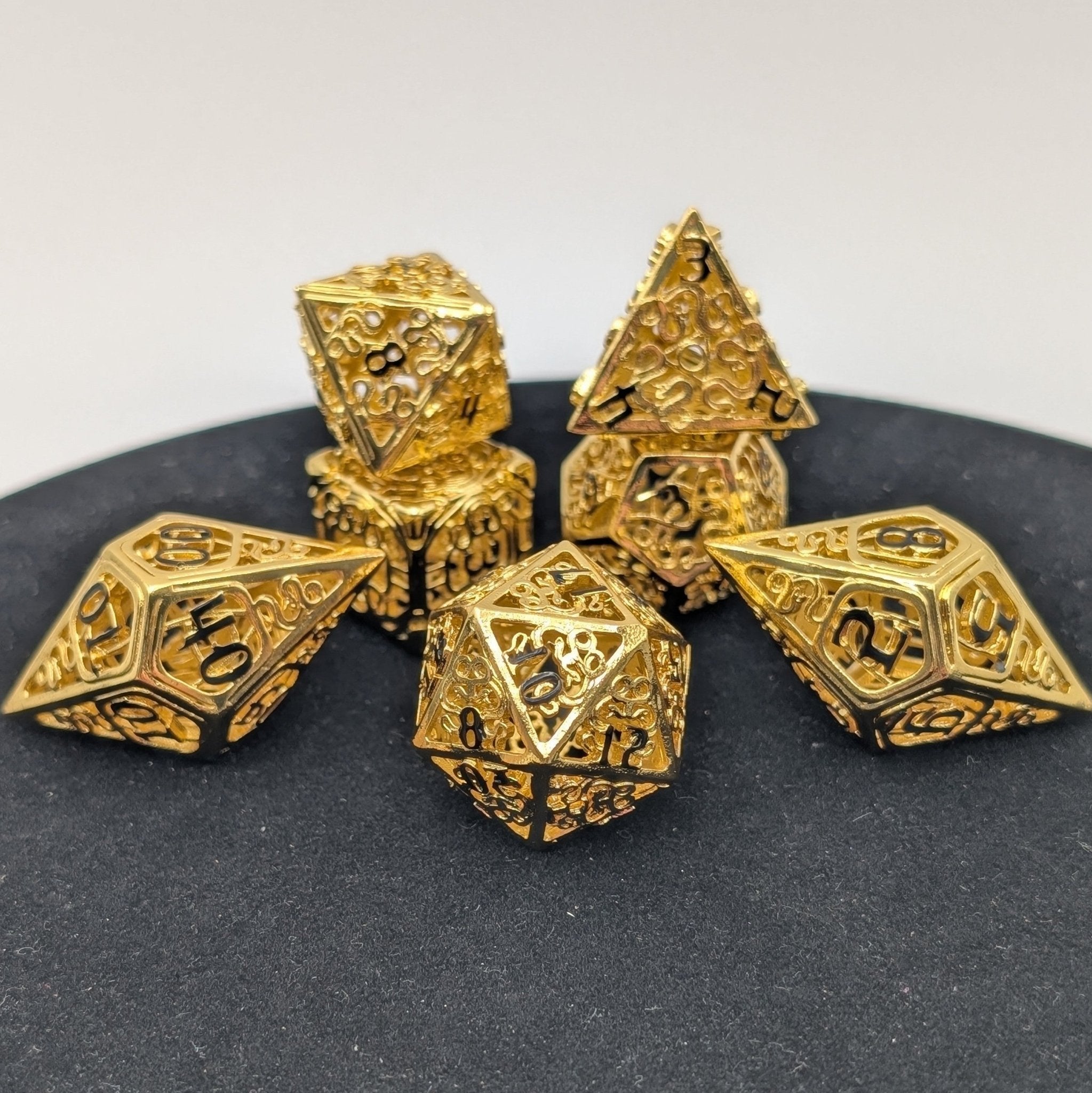 Gold Metal Dice Set for DnD, Gold Polyhedral Dice Set