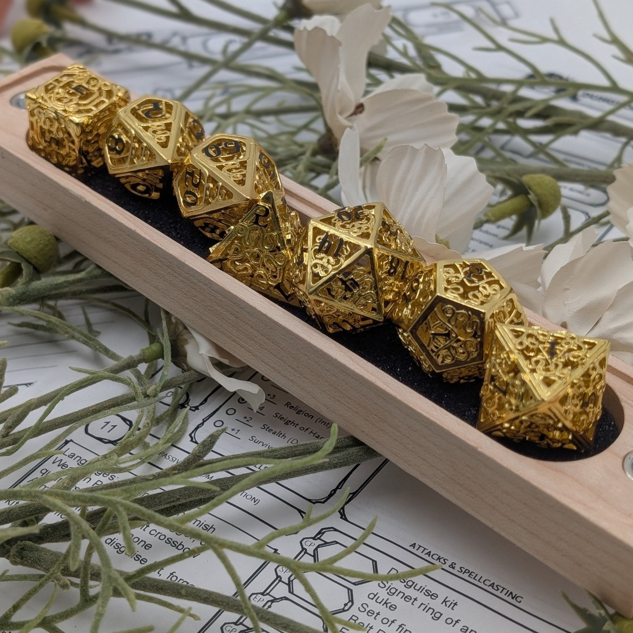 Elessar Echo - 7 Piece Luxury Metal D&D Dice Set