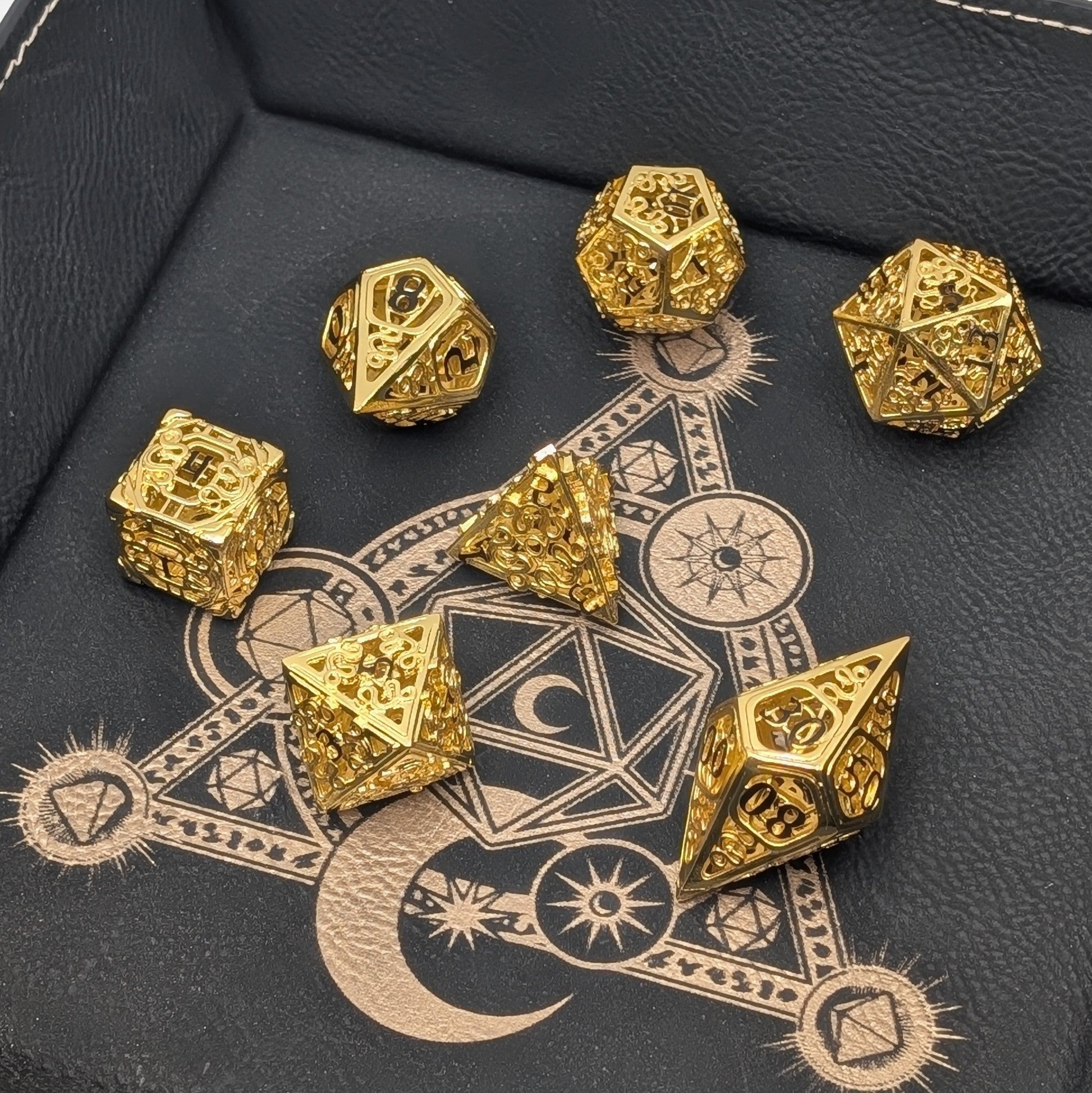 7 Piece Gold Metal D&D Dice Set