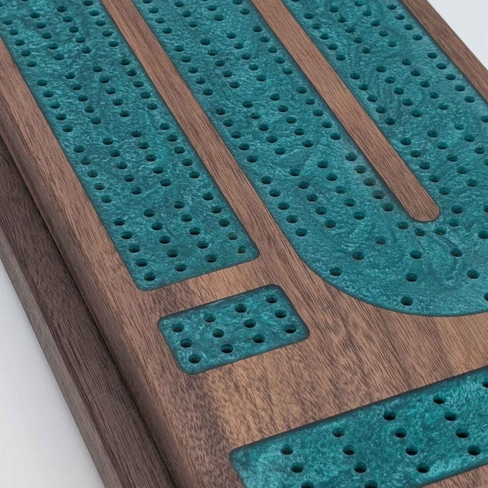 enlarged four lane resin inlay cribbage board