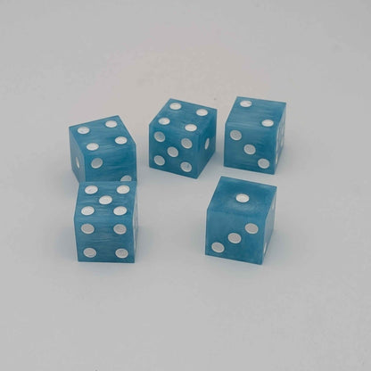 Glacier Blue and White Pip Dice Set on White Background