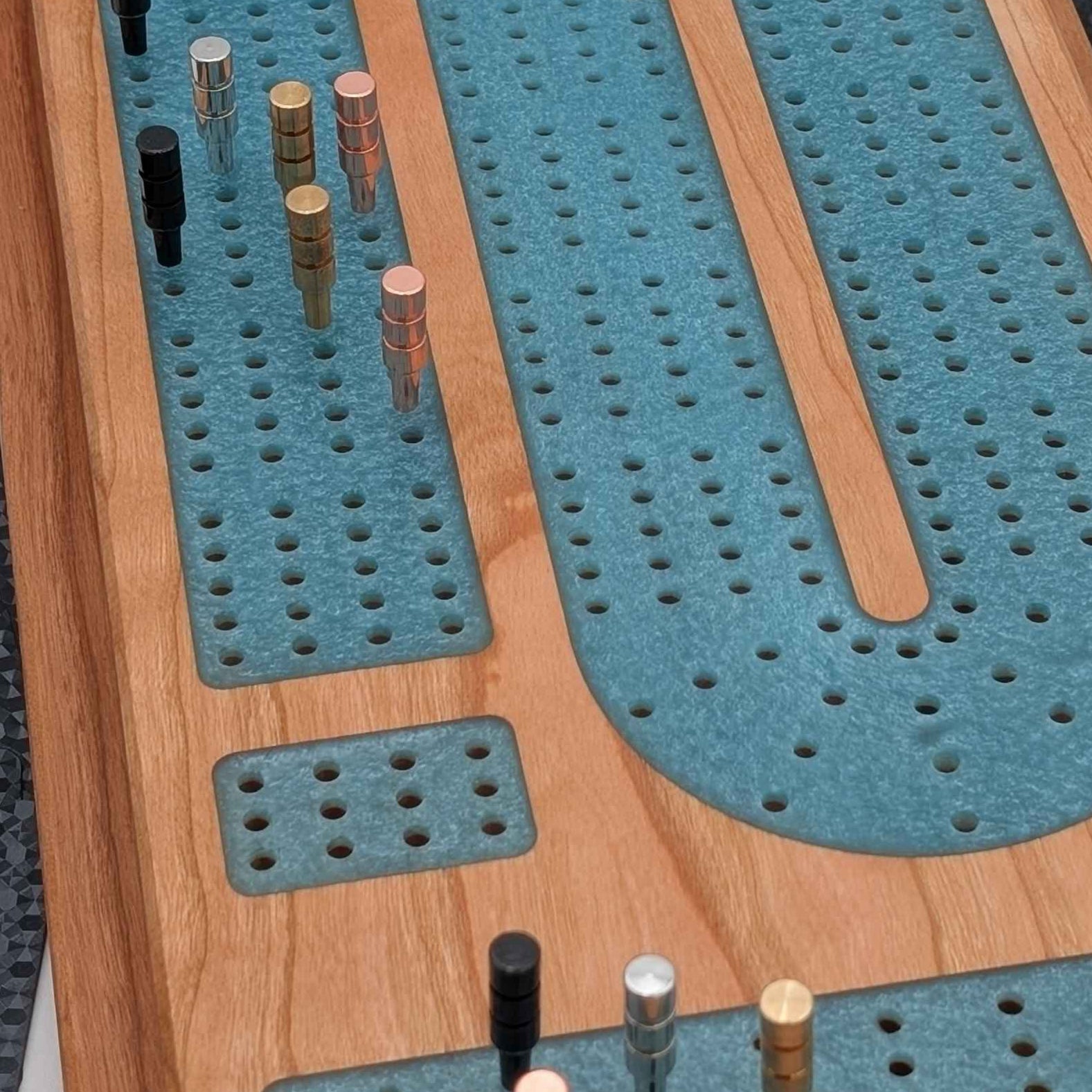 Glacier Resin inlay cribbage board enlarged