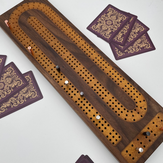 Premium Cribbage Board - Gold Resin Inlay