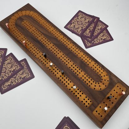 Premium Cribbage Board - Gold Resin Inlay