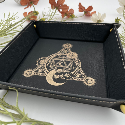 Gold and Black D20 Dice Tray for dungeons and dragons