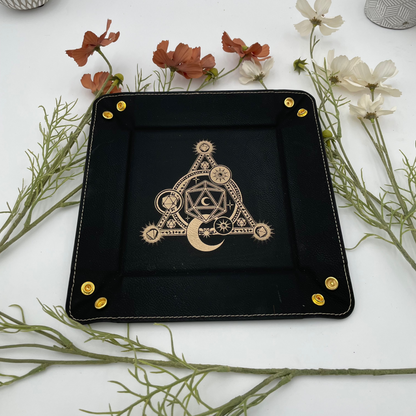 Gold and Black D20 Dice Tray for dungeons and dragons