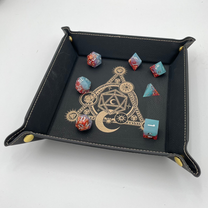 Gold and Black D20 Dice Tray for dungeons and dragons