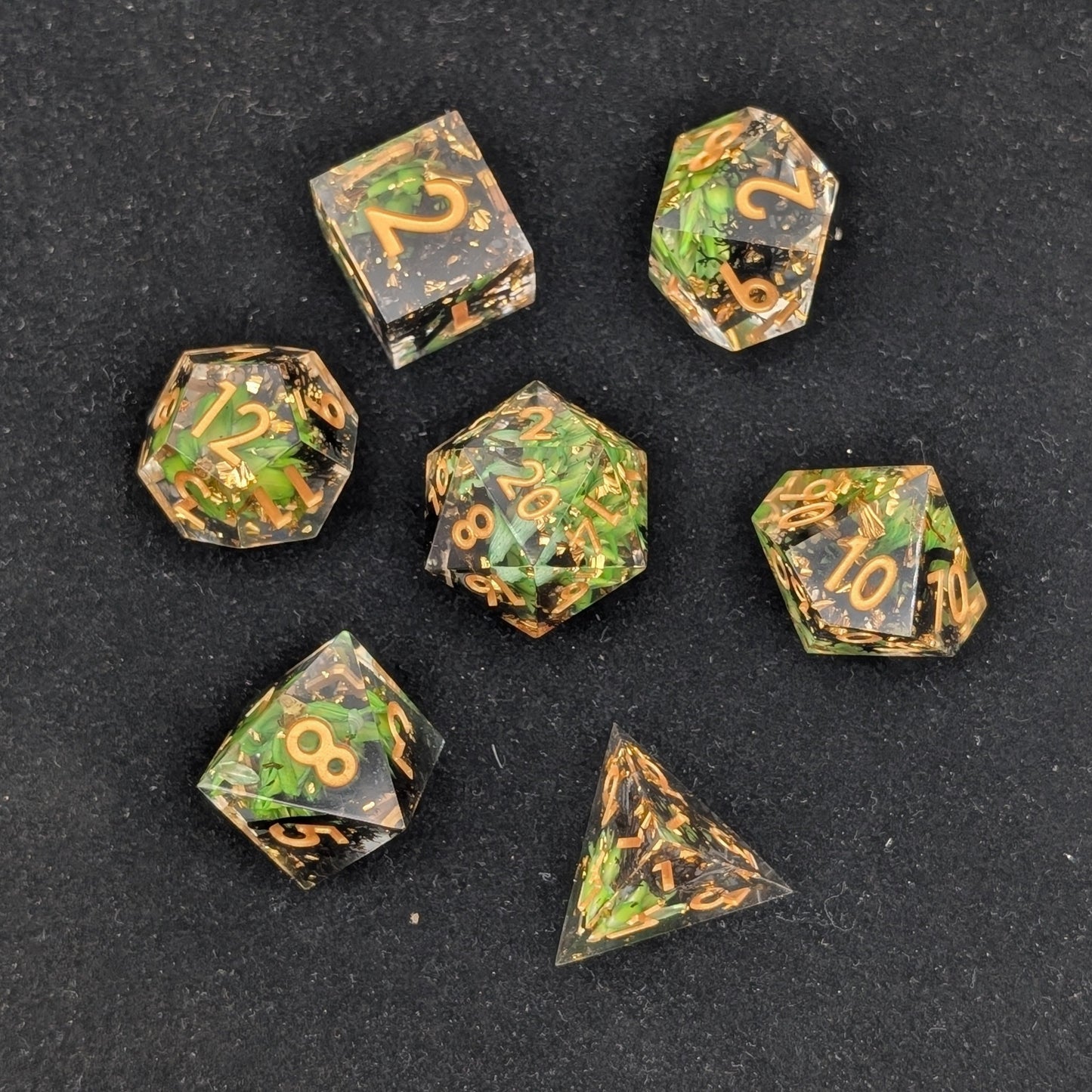 Spectral Moss 7-Piece Polyhedral Dice Set