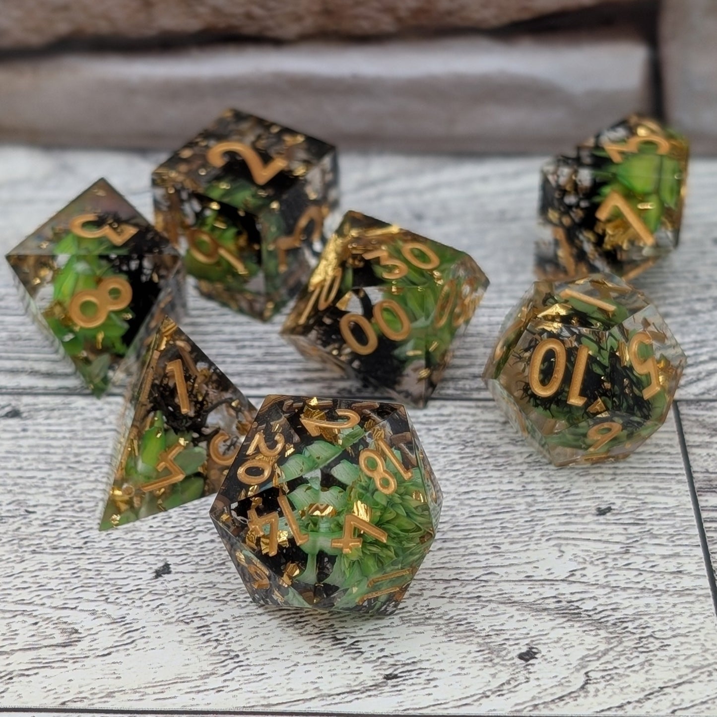 Spectral Moss 7-Piece Polyhedral Dice Set