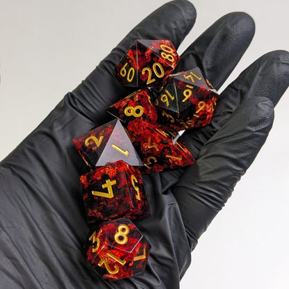 Crimson Veil - 7 Piece Luxury D&D Dice Set