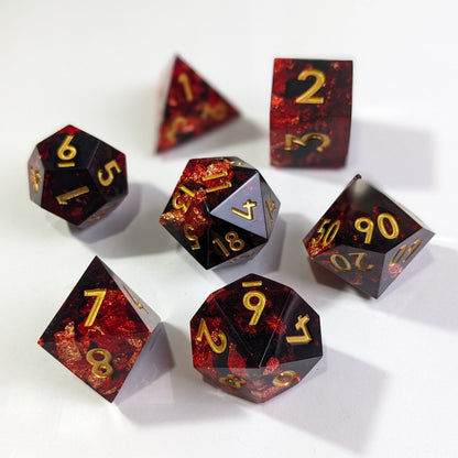 Crimson Veil - 7 Piece Luxury D&D Dice Set