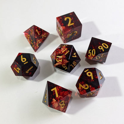 Crimson Veil - 7 Piece Luxury D&D Dice Set