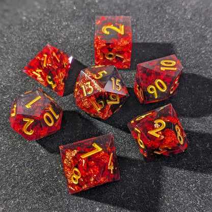 Crimson Veil - 7 Piece Luxury D&D Dice Set