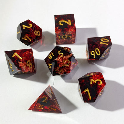 Crimson Veil - 7 Piece Luxury D&D Dice Set