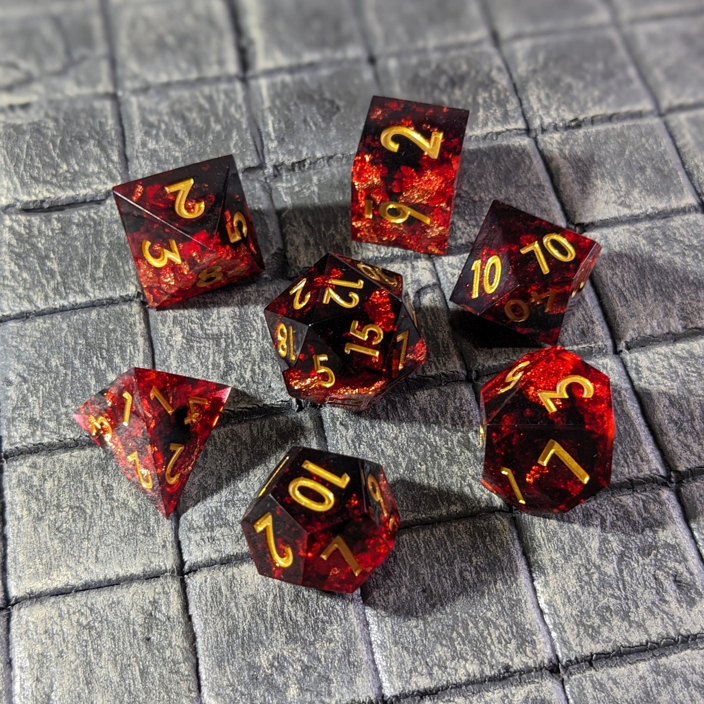 Crimson Veil - 7 Piece Luxury D&D Dice Set