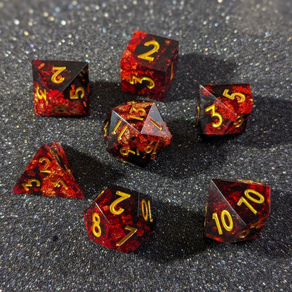 Crimson Veil - 7 Piece Luxury D&D Dice Set