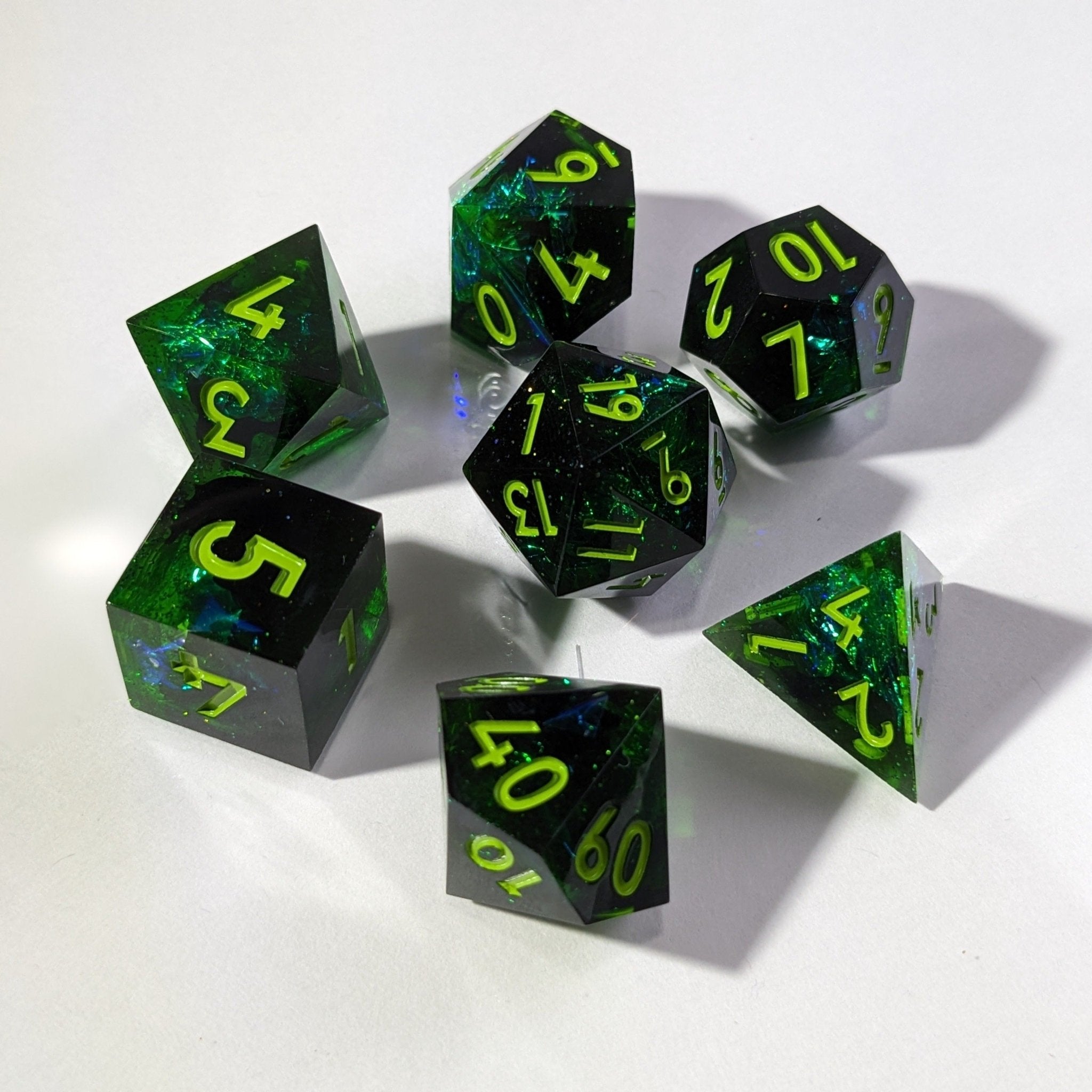 Obsidian Nebulosity - 7 Piece Luxury D&D Dice Set