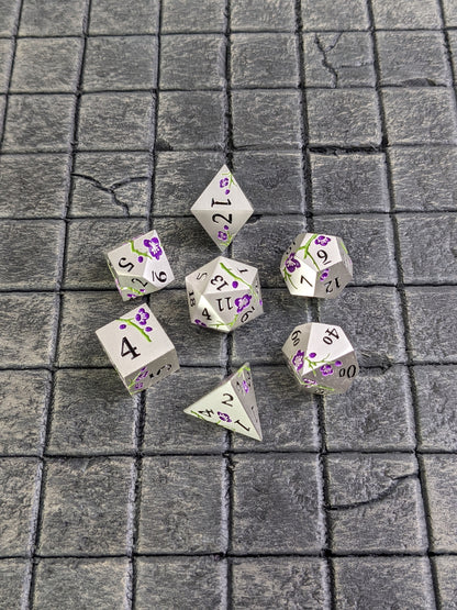 Moonlit Orchid - 7 Piece Luxury Metal D&D Dice Set