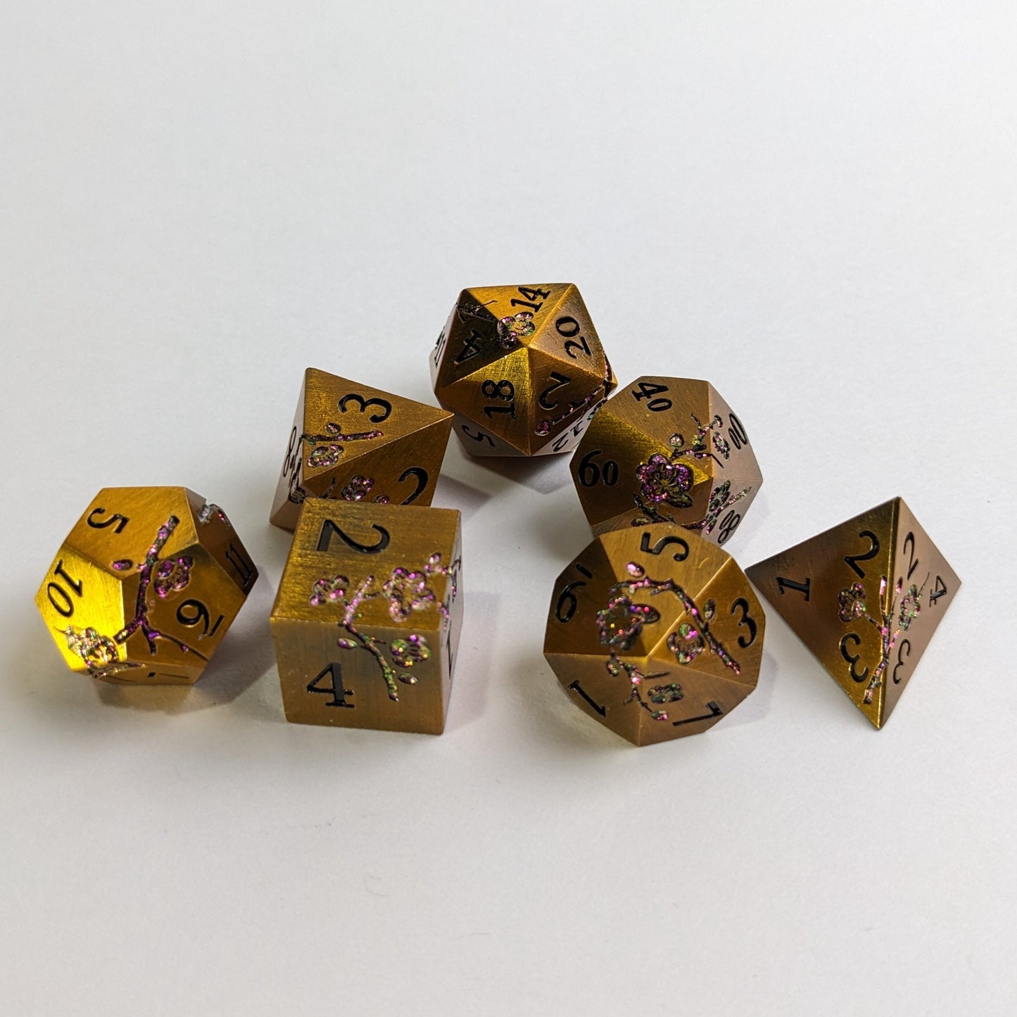 Luxe Lotus - 7 Piece Luxury Metal D&D Dice Set