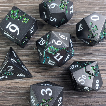 Midnight Moss - 7 Piece Luxury Metal D&D Dice Set