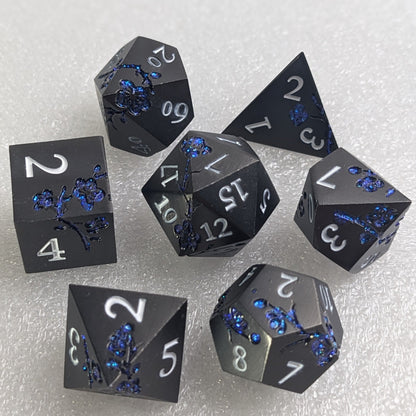 Midnight Lotus - 7 Piece Luxury Metal D&D Dice Set