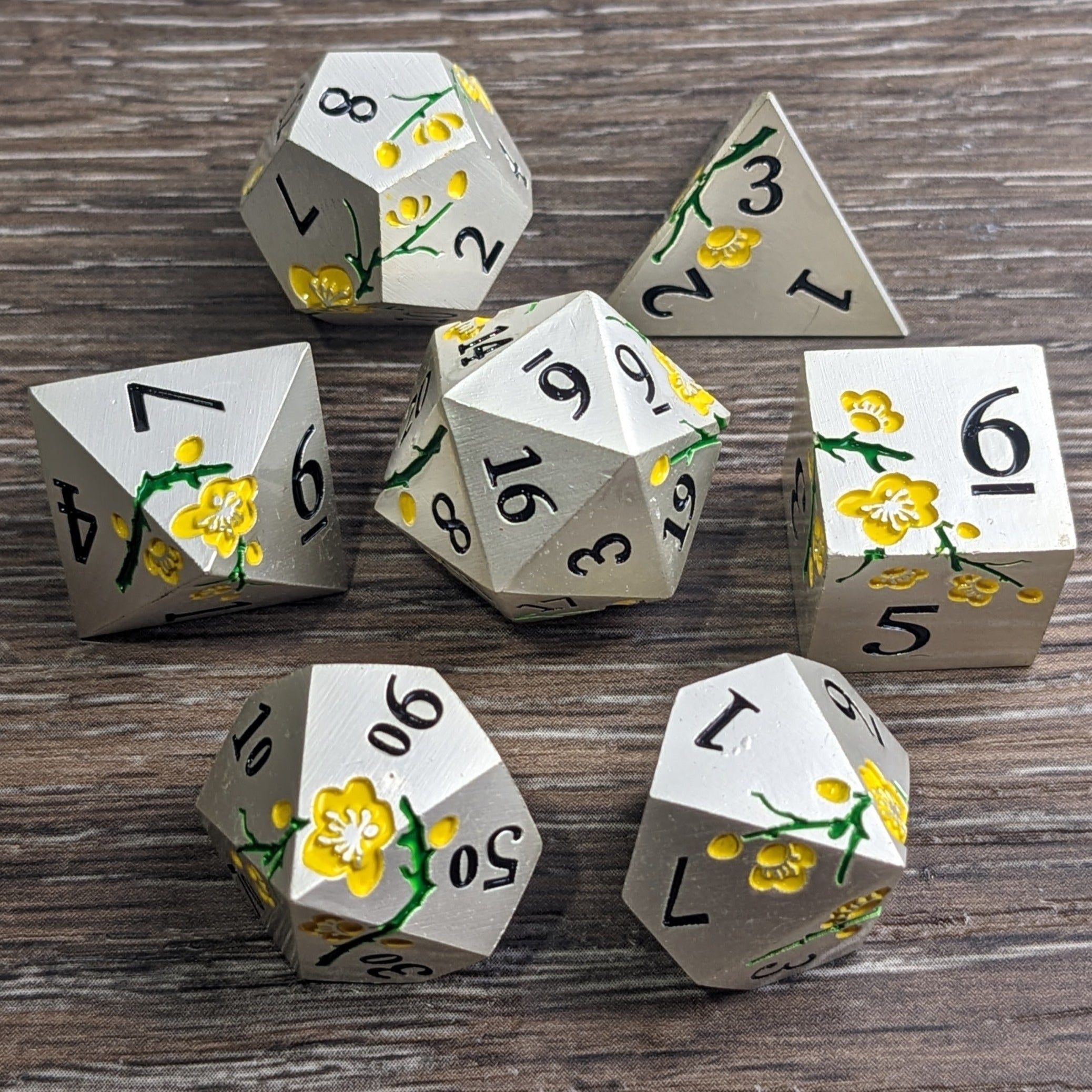 Moonlit Marigold - 7 Piece Luxury Metal D&D Dice Set