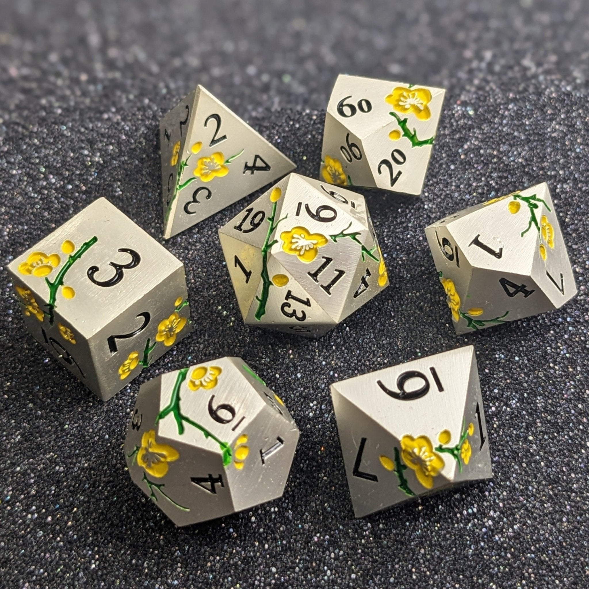 Moonlit Marigold - 7 Piece Luxury Metal D&D Dice Set