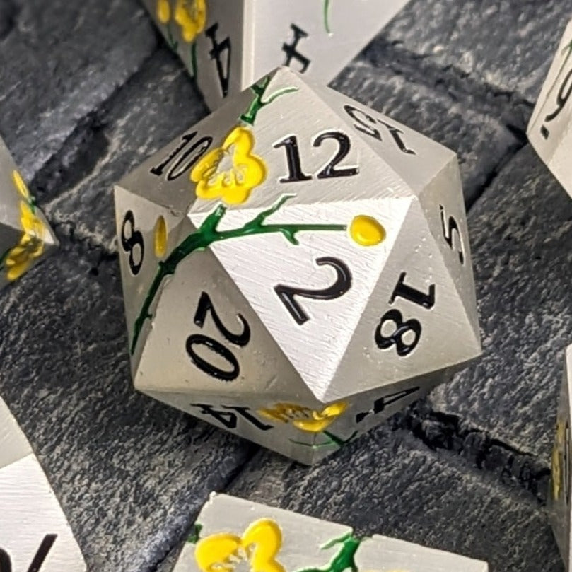 Moonlit Marigold - 7 Piece Luxury Metal D&D Dice Set