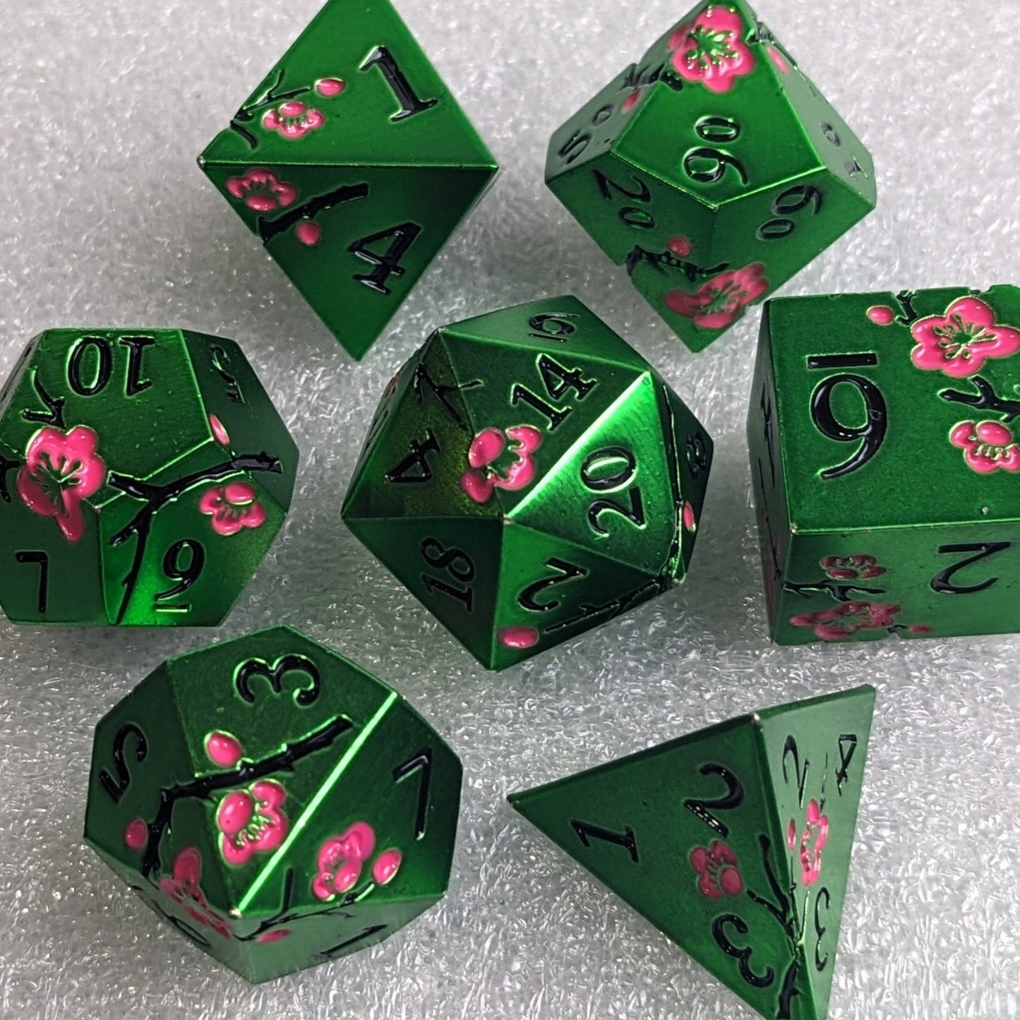 Elven Fernsteel - 7 Piece Luxury Metal D&D Dice Set