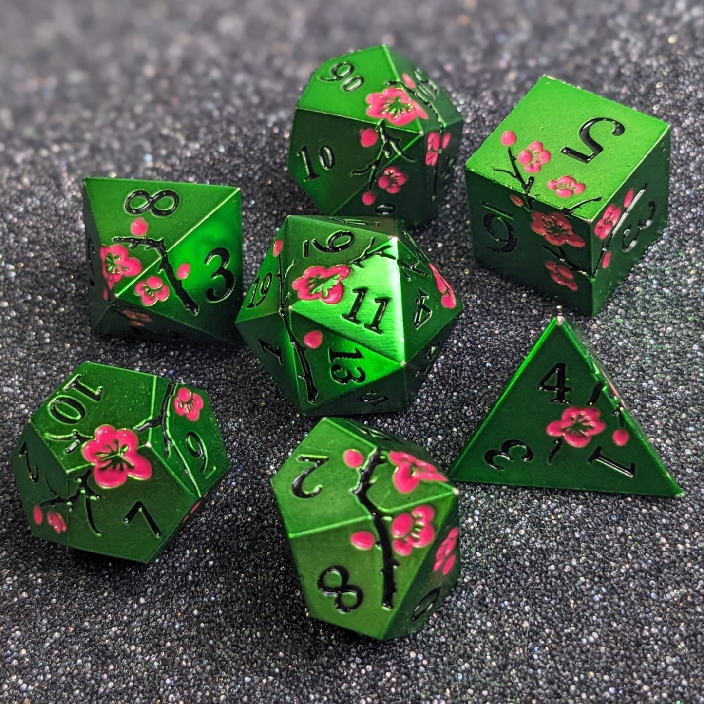 Elven Fernsteel - 7 Piece Luxury Metal D&D Dice Set