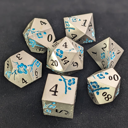 Frostpetal - 7 Piece Luxury Metal D&D Dice Set