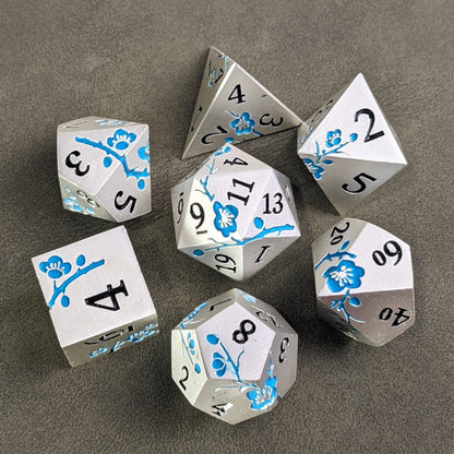 Frostpetal - 7 Piece Luxury Metal D&D Dice Set