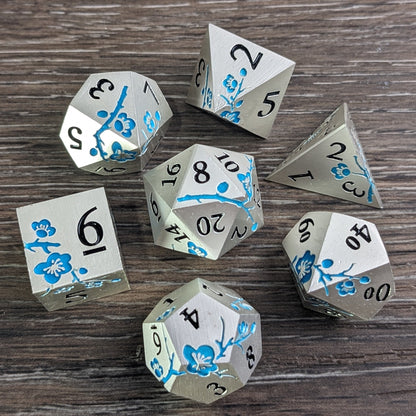 Frostpetal - 7 Piece Luxury Metal D&D Dice Set