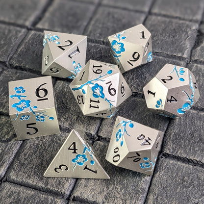 Frostpetal - 7 Piece Luxury Metal D&D Dice Set