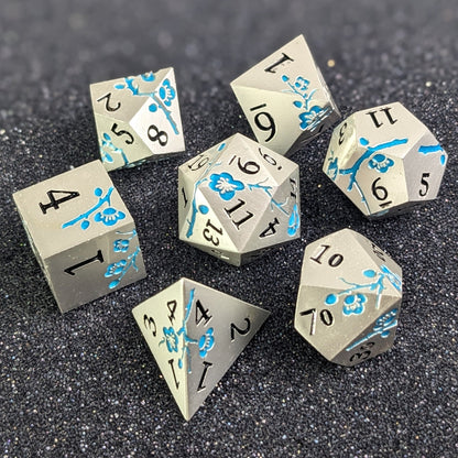 Frostpetal - 7 Piece Luxury Metal D&D Dice Set