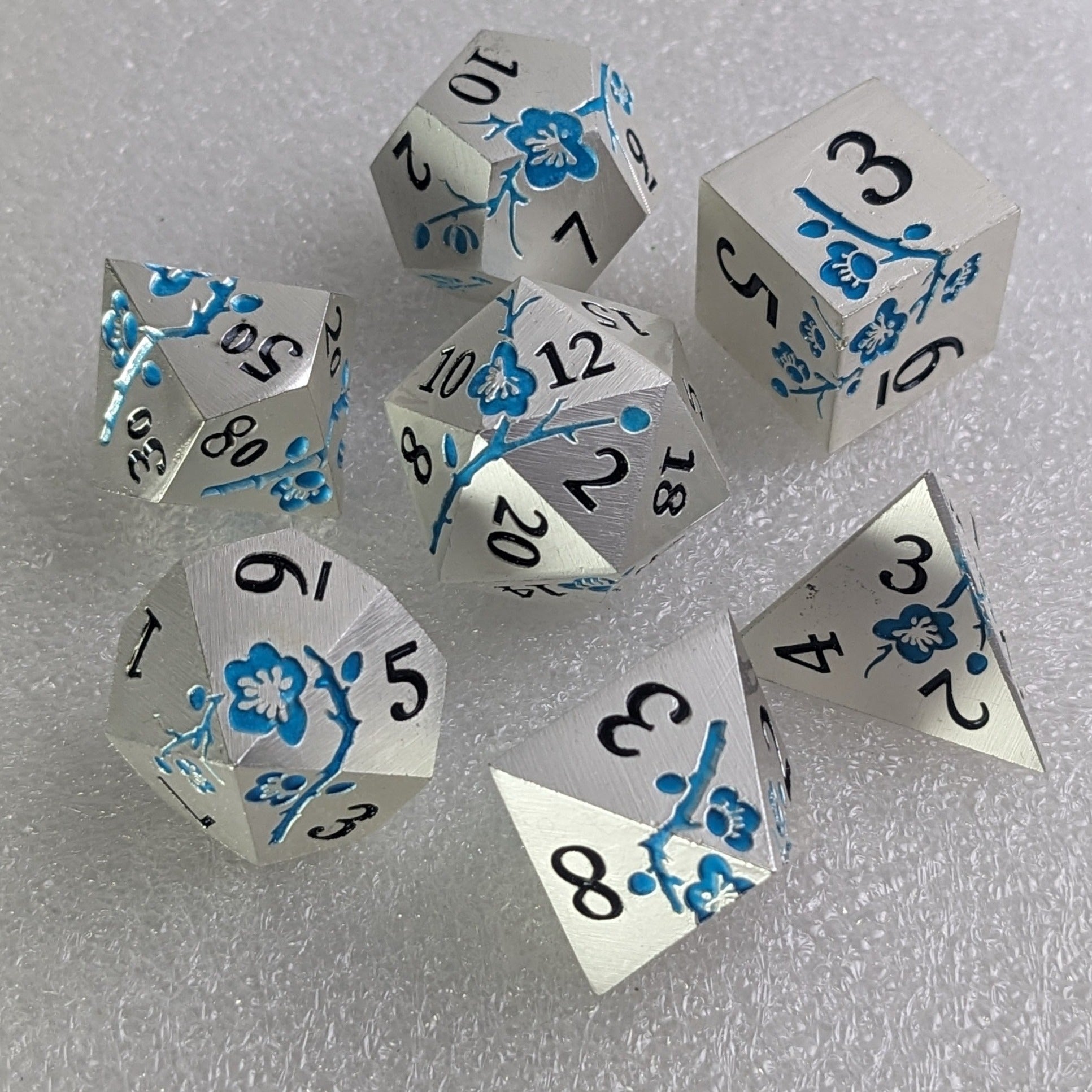 Frostpetal - 7 Piece Luxury Metal D&D Dice Set