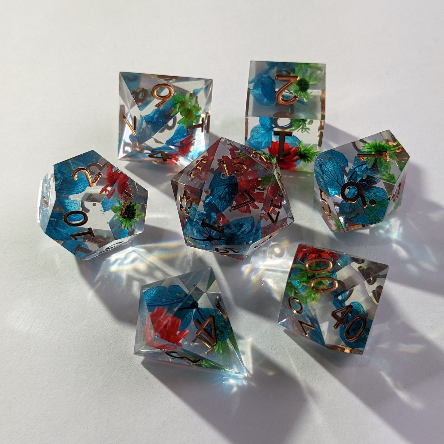 Crystal Flora - 7 Piece Luxury D&D Dice Set