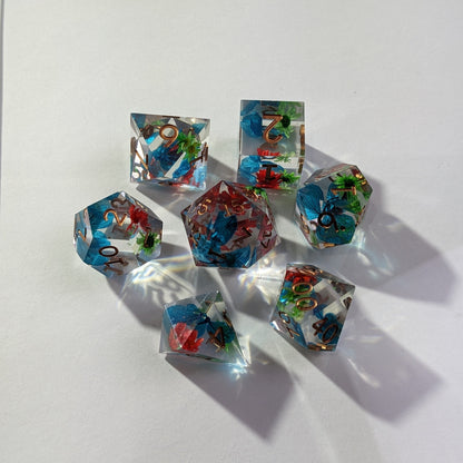 Crystal Flora - 7 Piece Luxury D&D Dice Set