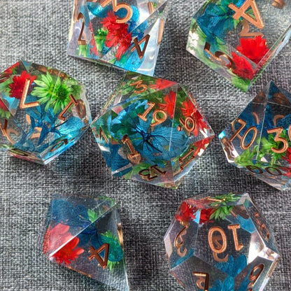 Crystal Flora - 7 Piece Luxury D&D Dice Set