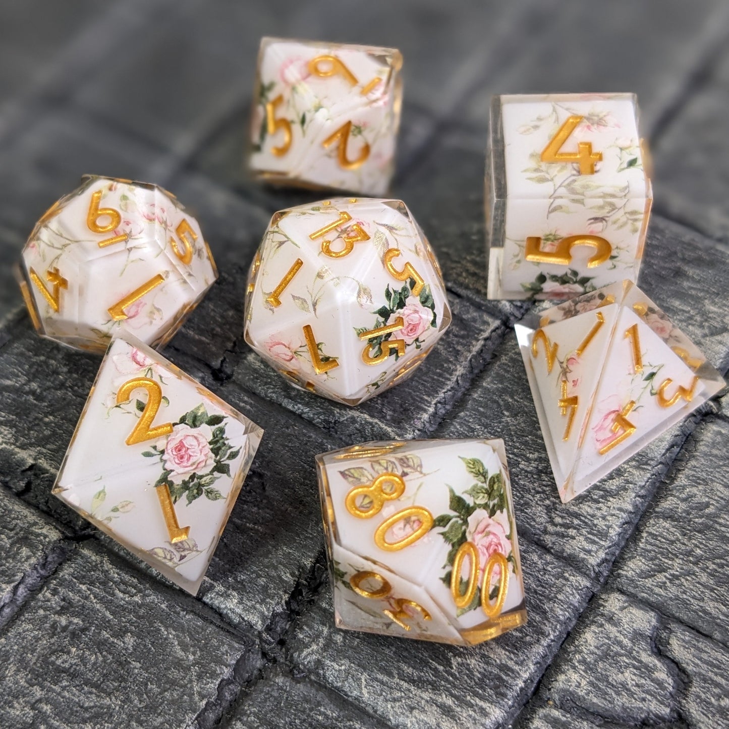 Gilded Garden - 7 Piece Luxury D&D Dice Set