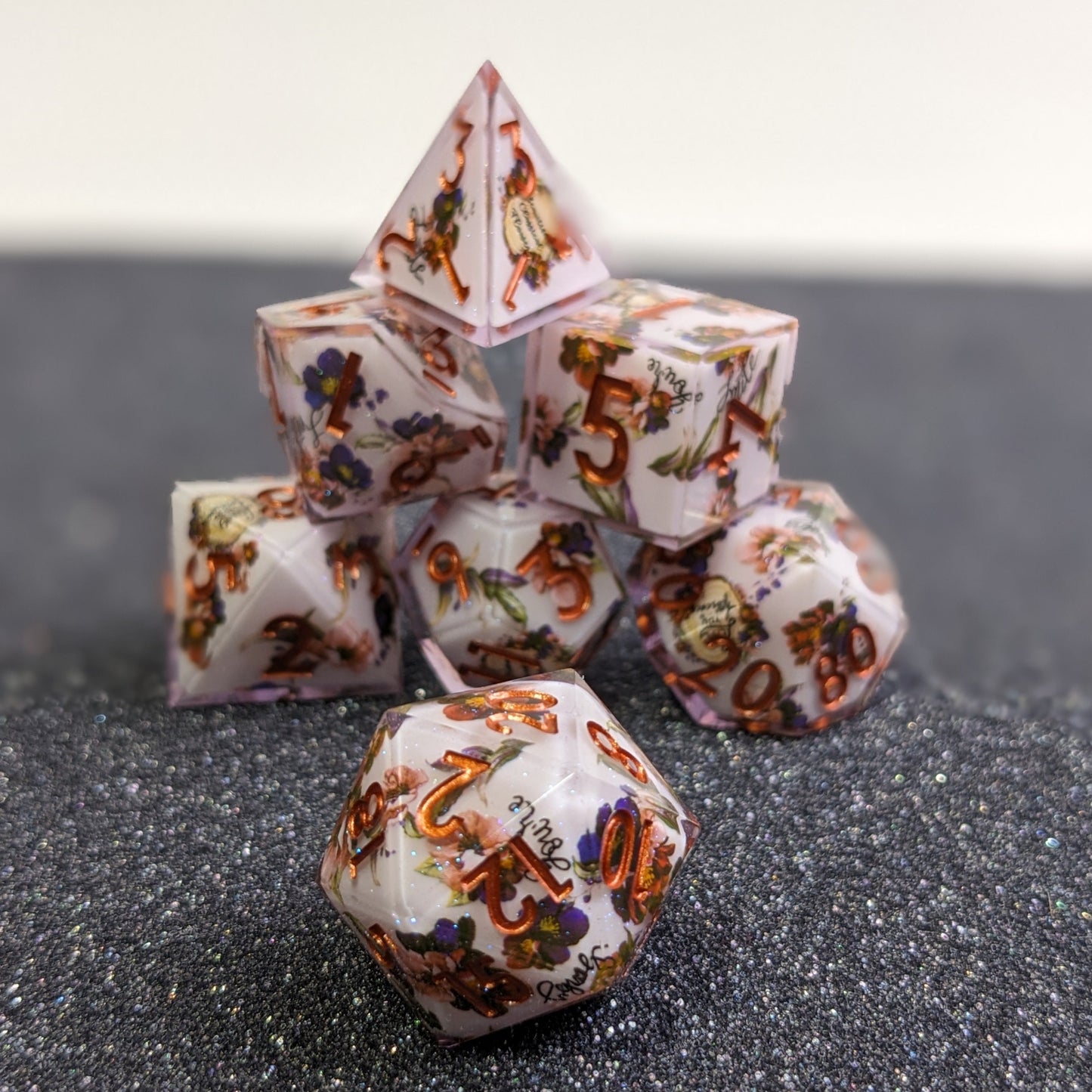 Copper Blossom - 7 Piece Luxury D&D Dice Set