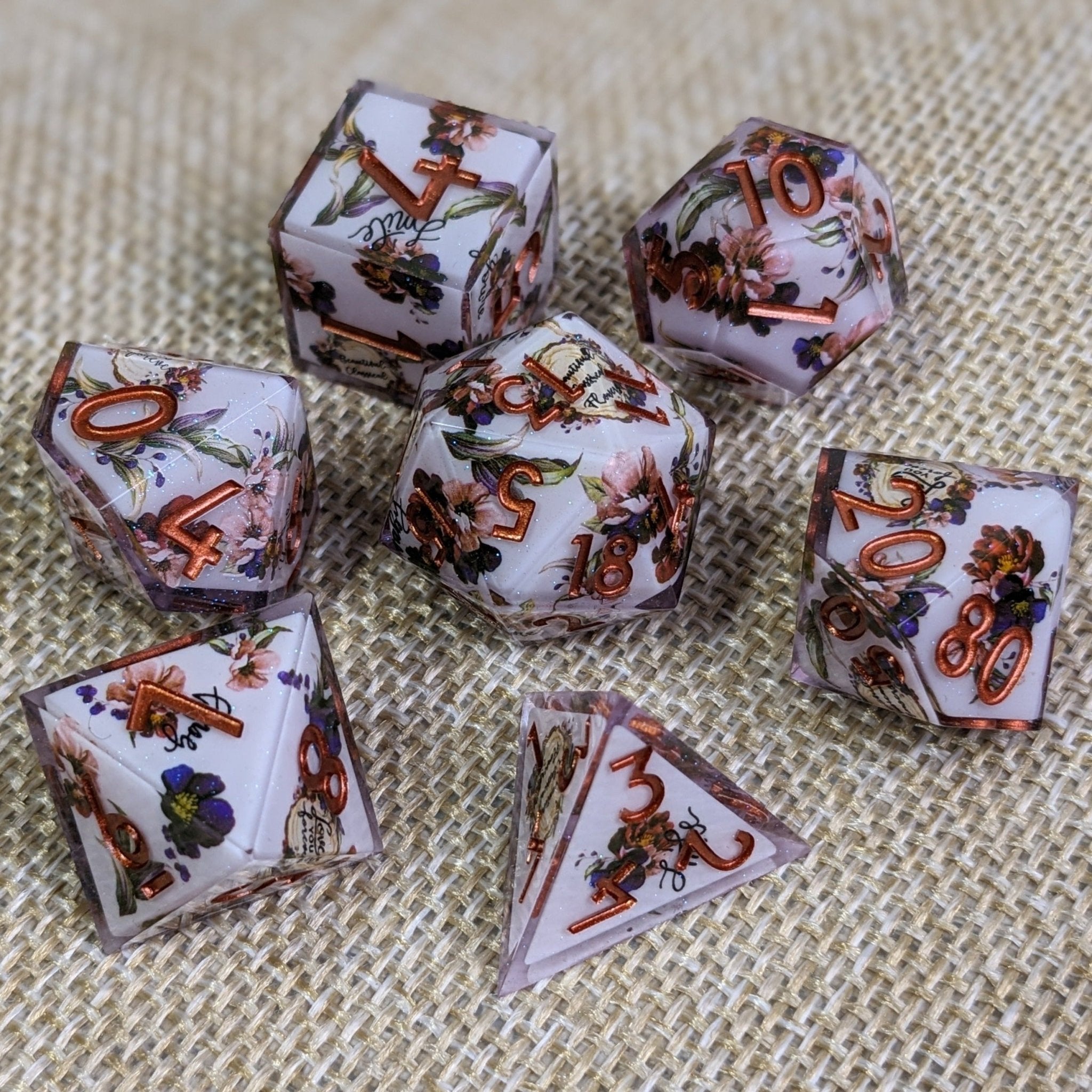 Copper Blossom - 7 Piece Luxury D&D Dice Set