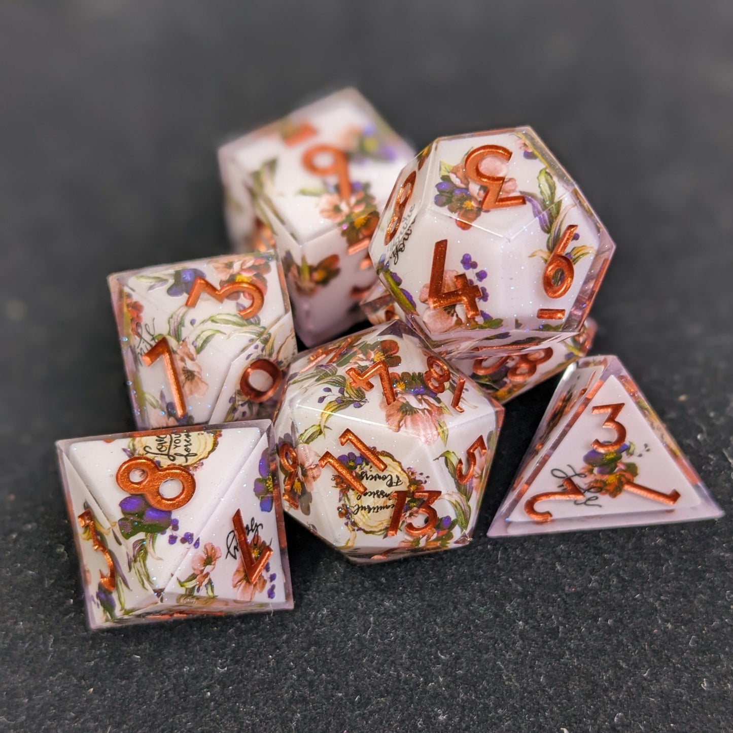 Copper Blossom - 7 Piece Luxury D&D Dice Set