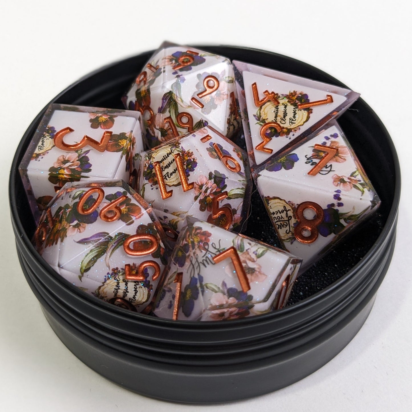 Copper Blossom - 7 Piece Luxury D&D Dice Set