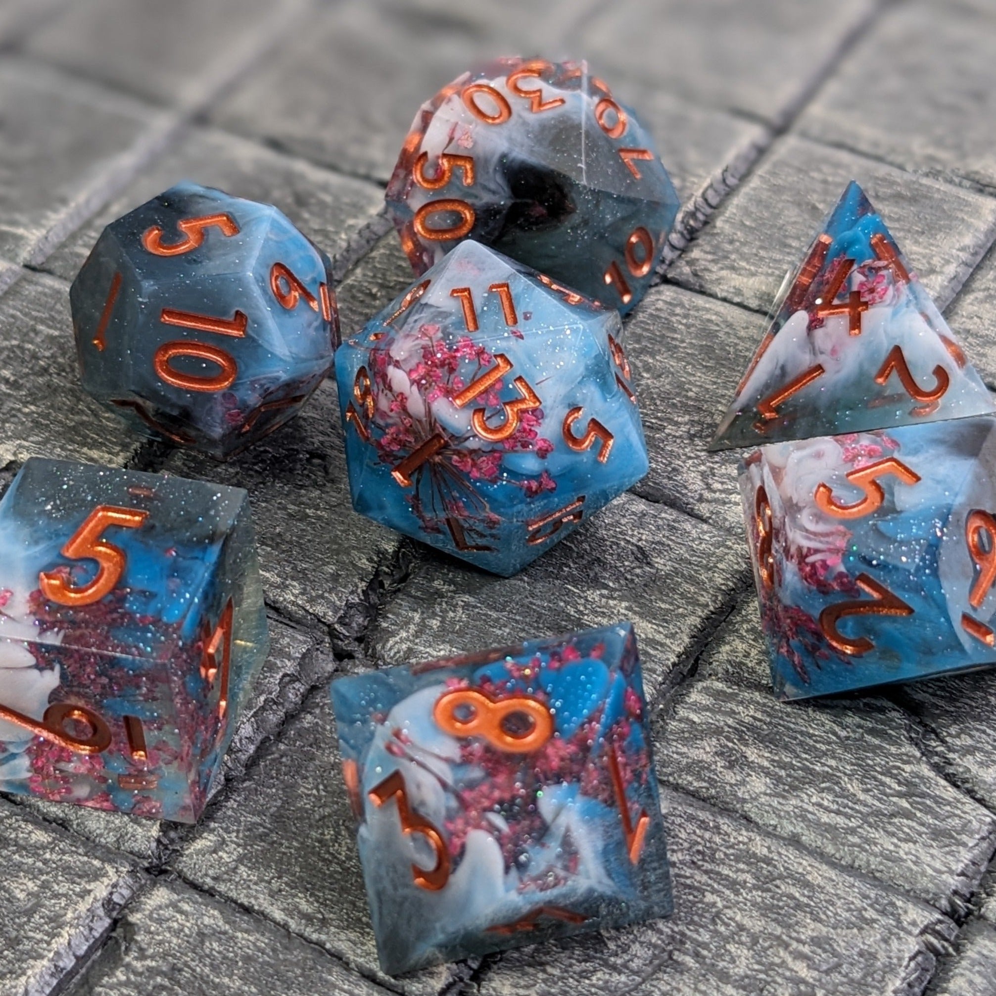 Tranquil Blossom - 7 Piece Luxury D&D Dice Set
