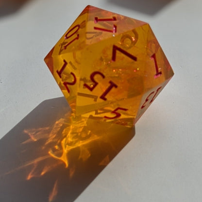 Tangerine Enchantment DnD Resin Dice Set, Sharp Edge Dice DnD Dice set, Dungeons and Dragons, d&d Dice, rpg dice, D20 DND Dice