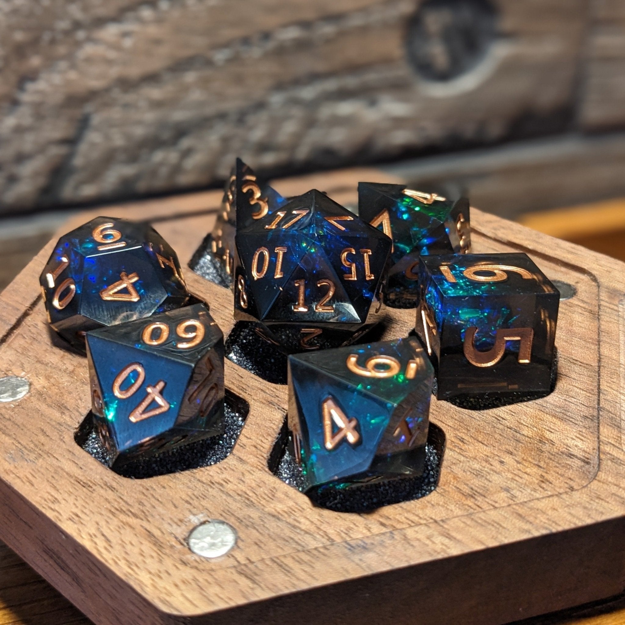 Midnight Elysium - 7 Piece Luxury D&D Dice Set