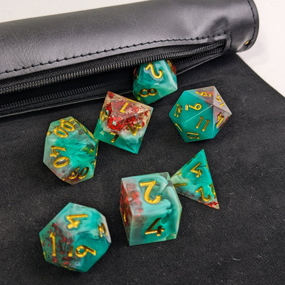 Vermilion Crest - Set of 7 Luxury D&D Dice Set