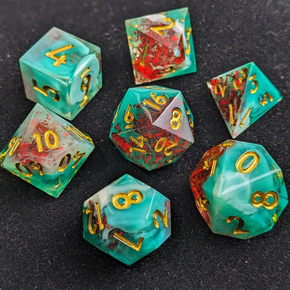 Vermilion Crest - Set of 7 Luxury D&D Dice Set