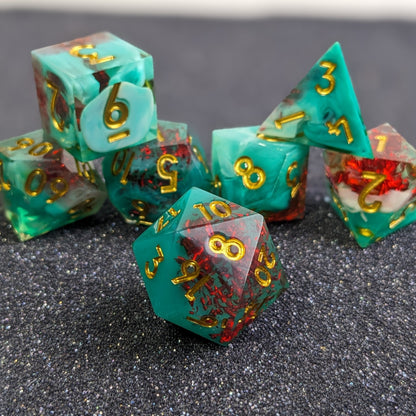 Vermilion Crest - Set of 7 Luxury D&D Dice Set